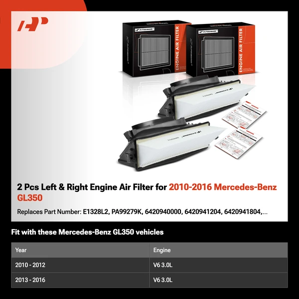 2 Pcs Left & Right Engine Air Filter for 2010-2016 Mercedes-Benz GL350