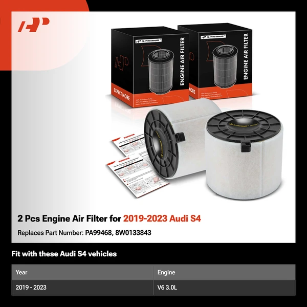 2 Pcs Engine Air Filter for 2019-2023 Audi S4