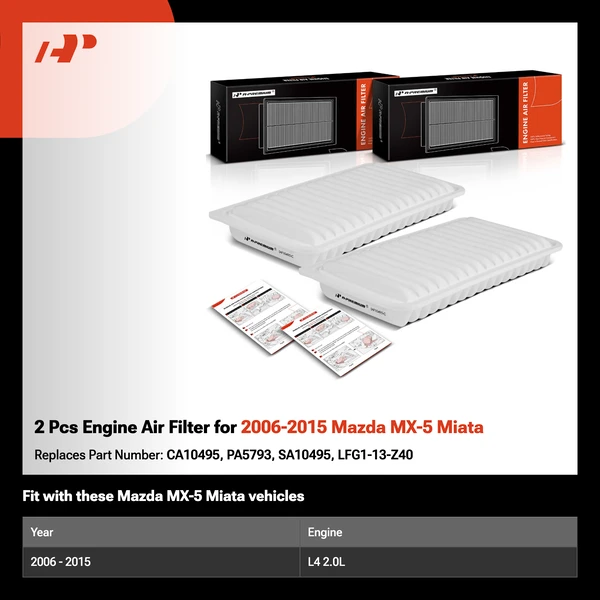 2 Pcs Engine Air Filter for 2006-2015 Mazda MX-5 Miata