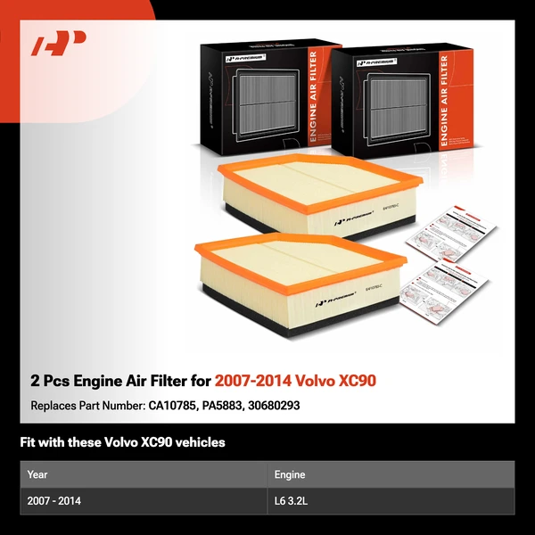 2 Pcs Engine Air Filter for 2007-2014 Volvo XC90