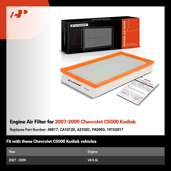 Engine Air Filter for 2007-2009 Chevrolet C5500 Kodiak