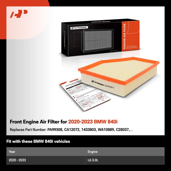 Front Engine Air Filter for 2020-2023 BMW 840i