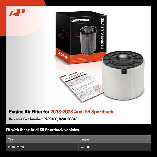 Engine Air Filter for 2018-2023 Audi S5 Sportback