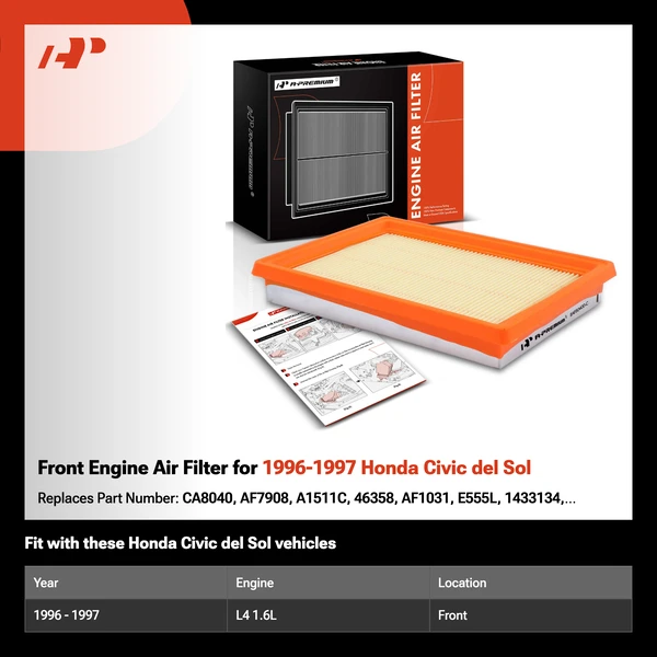 Front Engine Air Filter for 1996-1997 Honda Civic del Sol