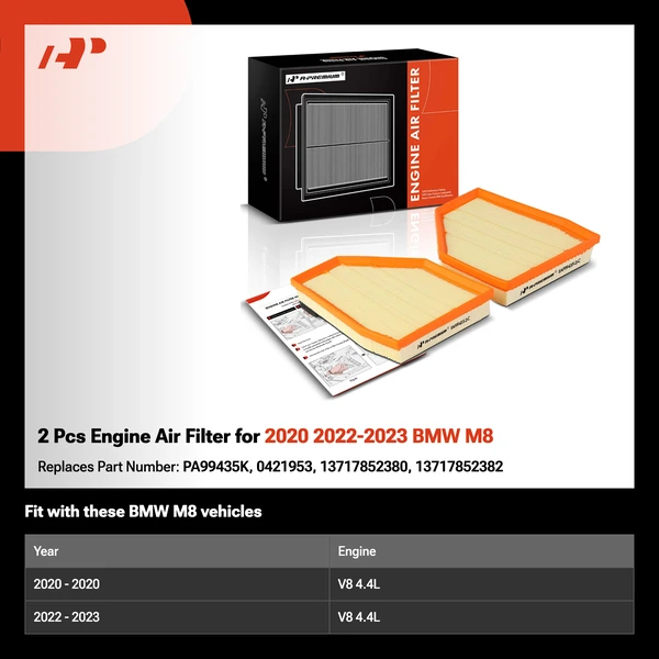 2 Pcs Engine Air Filter for 2020 2022-2023 BMW M8