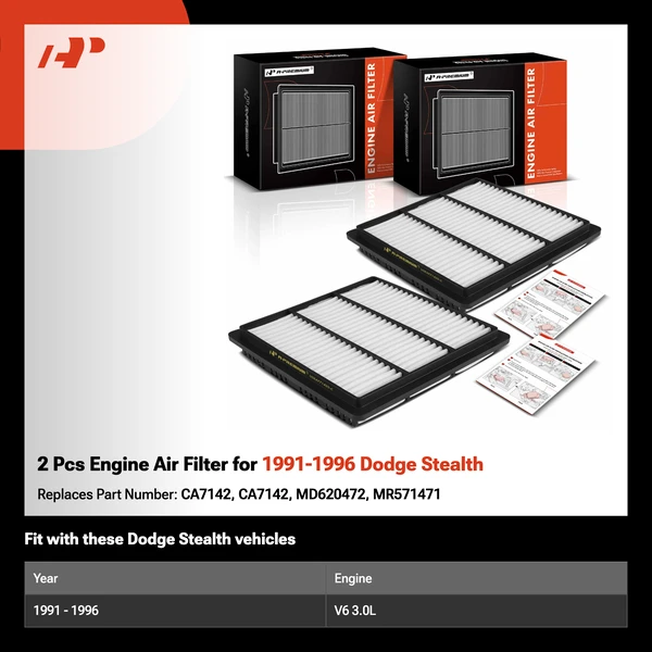 2 Pcs Engine Air Filter for 1991-1996 Dodge Stealth