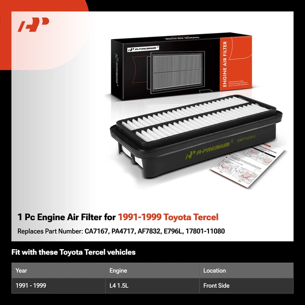 1 Pc Engine Air Filter for 1991-1999 Toyota Tercel