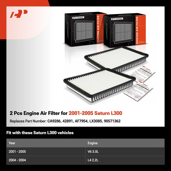 2 Pcs Engine Air Filter for 2001-2005 Saturn L300