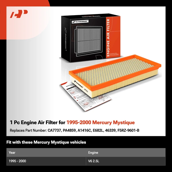 1 Pc Engine Air Filter for 1995-2000 Mercury Mystique