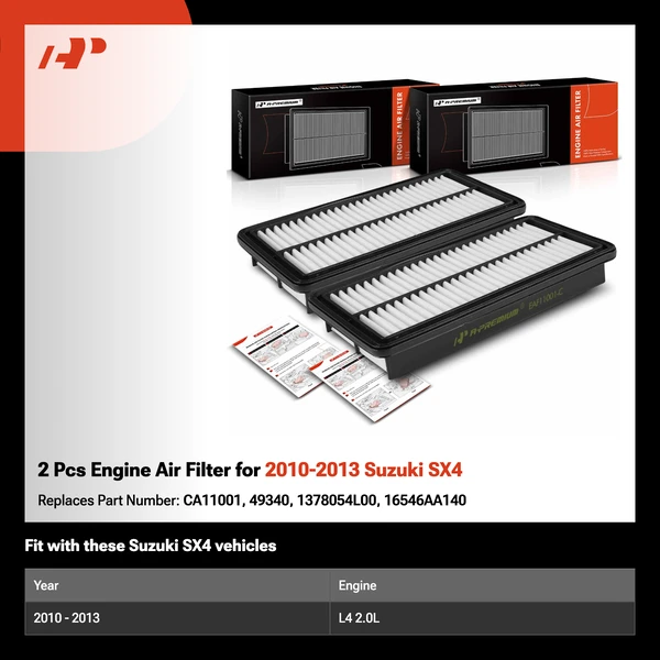 2 Pcs Engine Air Filter for 2010-2013 Suzuki SX4