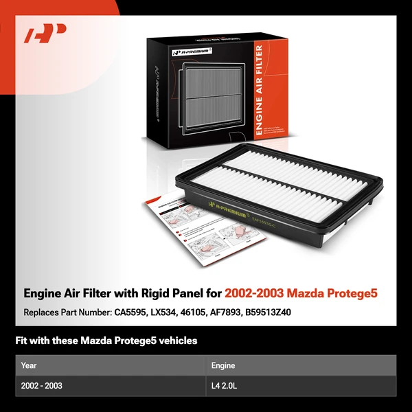 Engine Air Filter with Rigid Panel for 2002-2003 Mazda Protege5