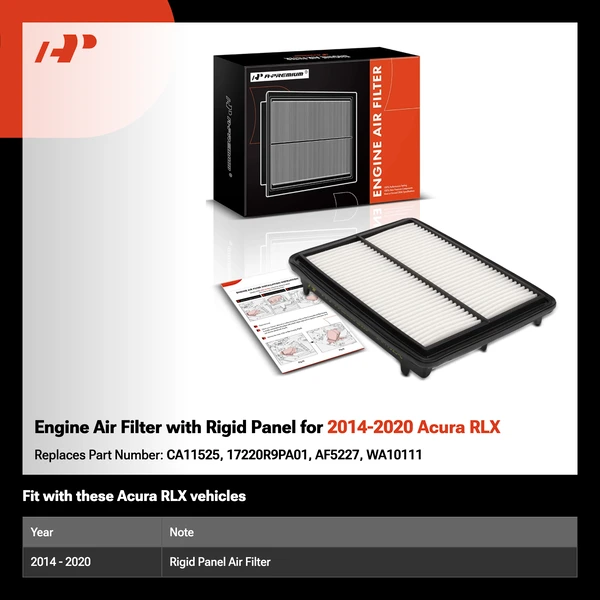 Engine Air Filter with Rigid Panel for 2014-2020 Acura RLX