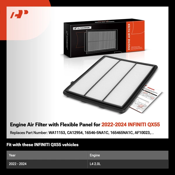 Engine Air Filter with Flexible Panel for 2022-2024 INFINITI QX55
