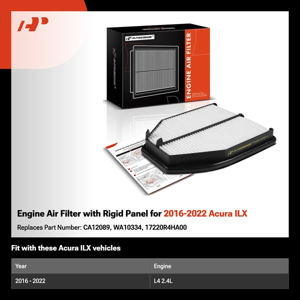 Engine Air Filter with Rigid Panel for 2016-2022 Acura ILX