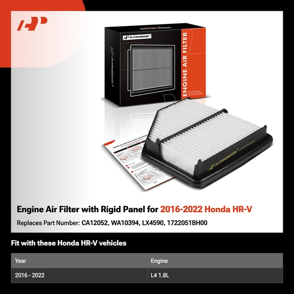 Engine Air Filter with Rigid Panel for 2016-2022 Honda HR-V