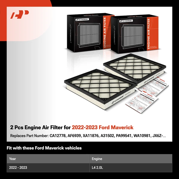 2 Pcs Engine Air Filter for 2022-2023 Ford Maverick