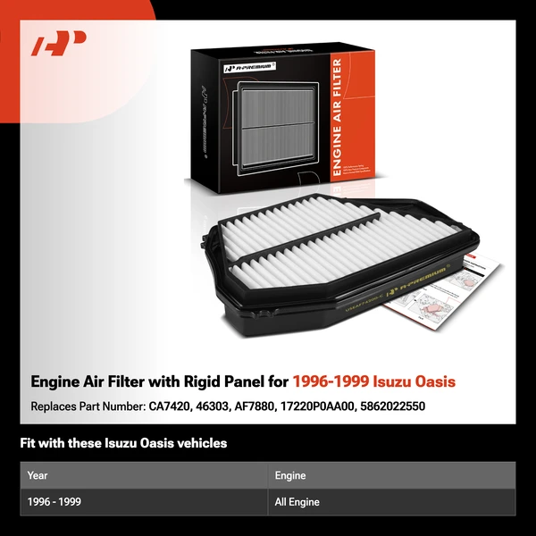 Engine Air Filter with Rigid Panel for 1996-1999 Isuzu Oasis