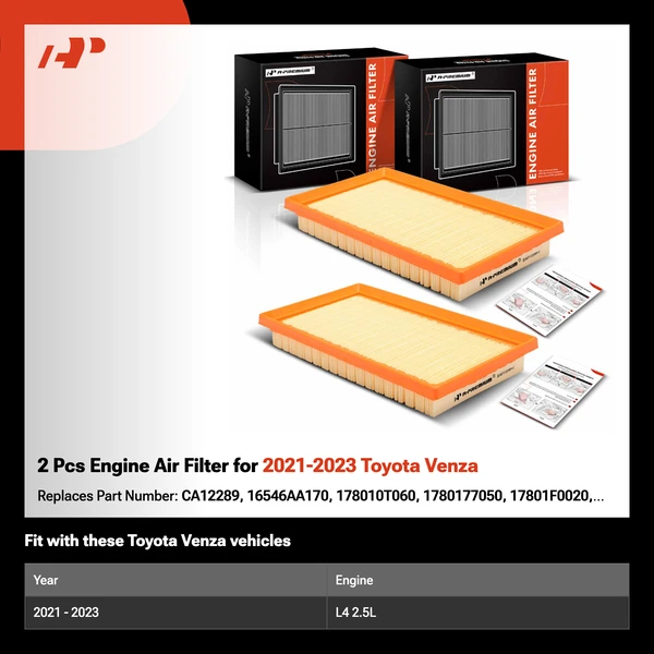 2 Pcs Engine Air Filter for 2021-2023 Toyota Venza