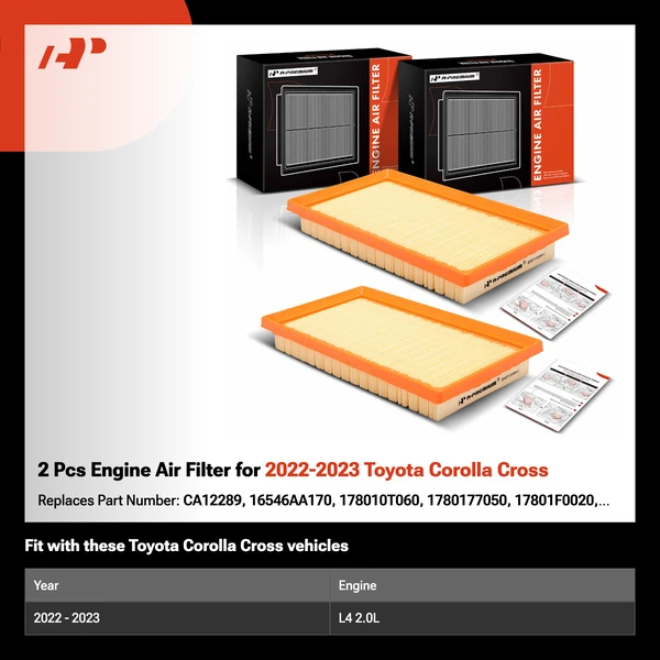 2 Pcs Engine Air Filter for 2022-2023 Toyota Corolla Cross