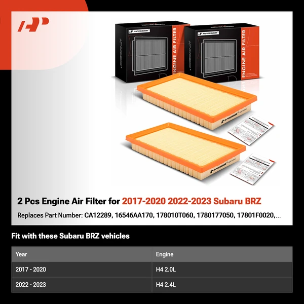 2 Pcs Engine Air Filter for 2017-2020 2022-2023 Subaru BRZ