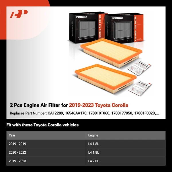2 Pcs Engine Air Filter for 2019-2023 Toyota Corolla