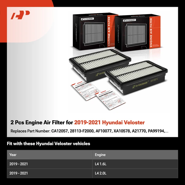 2 Pcs Engine Air Filter for 2019-2021 Hyundai Veloster