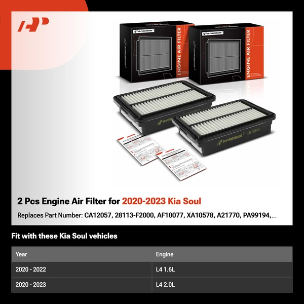 2 Pcs Engine Air Filter for 2020-2023 Kia Soul