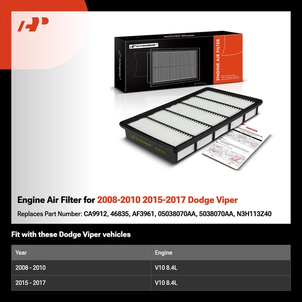 Engine Air Filter for 2008-2010 2015-2017 Dodge Viper