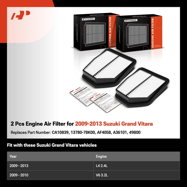 2 Pcs Engine Air Filter for 2009-2013 Suzuki Grand Vitara