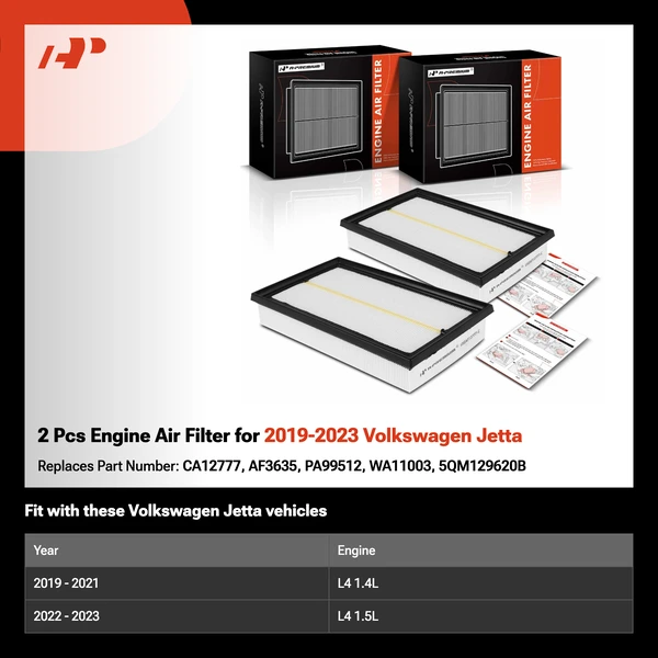 2 Pcs Engine Air Filter for 2019-2023 Volkswagen Jetta