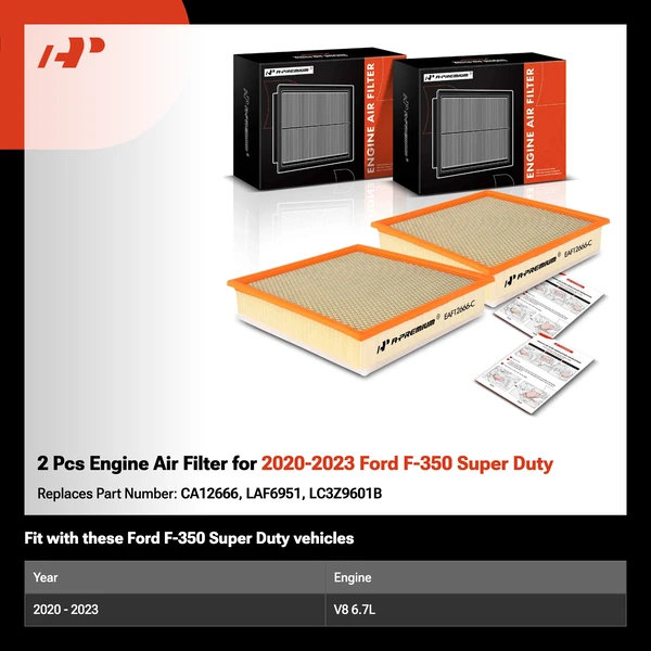 2 Pcs Engine Air Filter for 2020-2023 Ford F-350 Super Duty