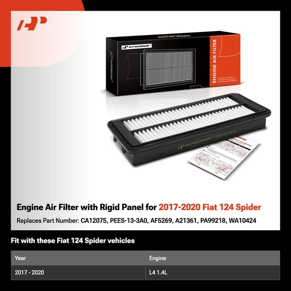 Engine Air Filter with Rigid Panel for 2017-2020 Fiat 124 Spider