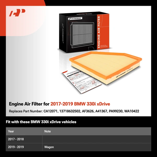 Engine Air Filter for 2017-2019 BMW 330i xDrive
