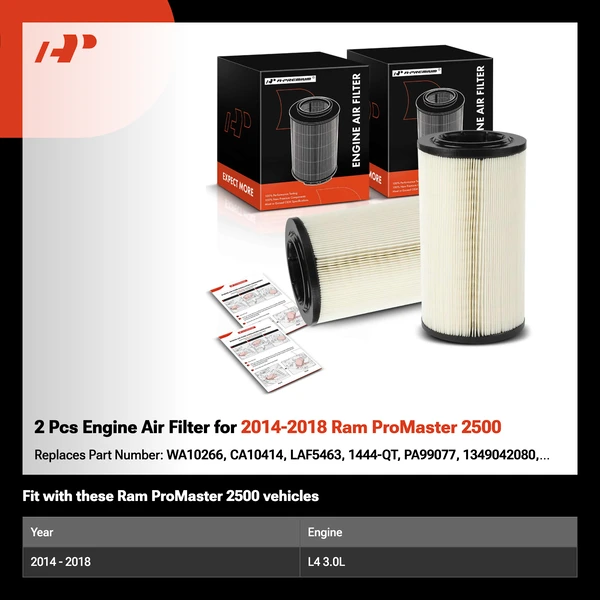 2 Pcs Engine Air Filter for 2014-2018 Ram ProMaster 2500