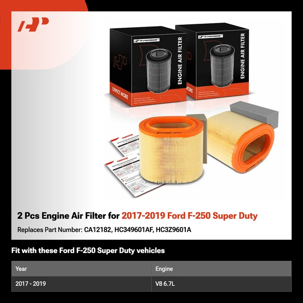 2 Pcs Engine Air Filter for 2017-2019 Ford F-250 Super Duty