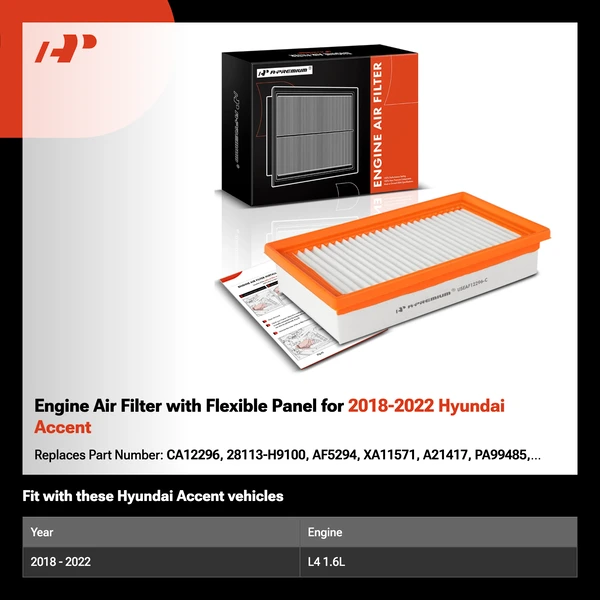 Engine Air Filter with Flexible Panel for 2018-2022 Hyundai Accent
