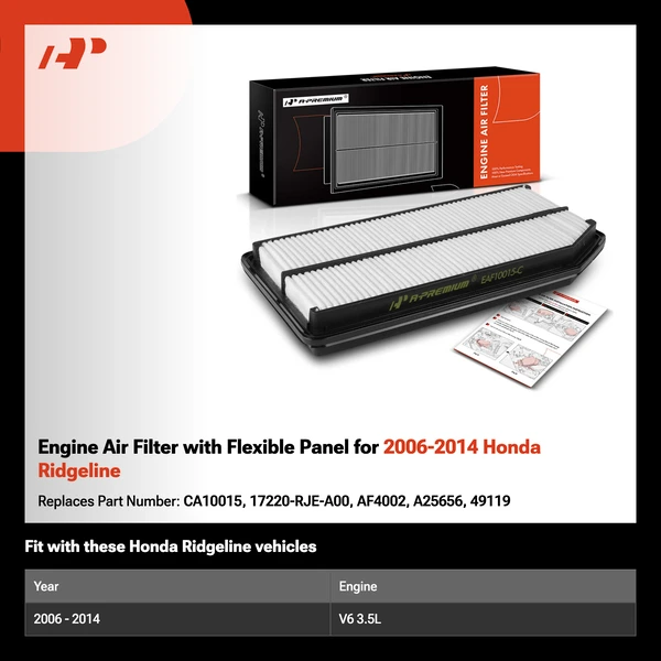 Engine Air Filter with Flexible Panel for 2006-2014 Honda Ridgeline