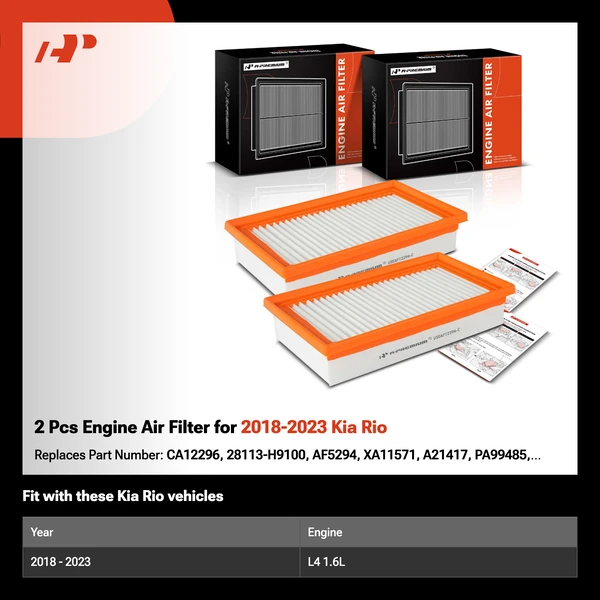 2 Pcs Engine Air Filter for 2018-2023 Kia Rio