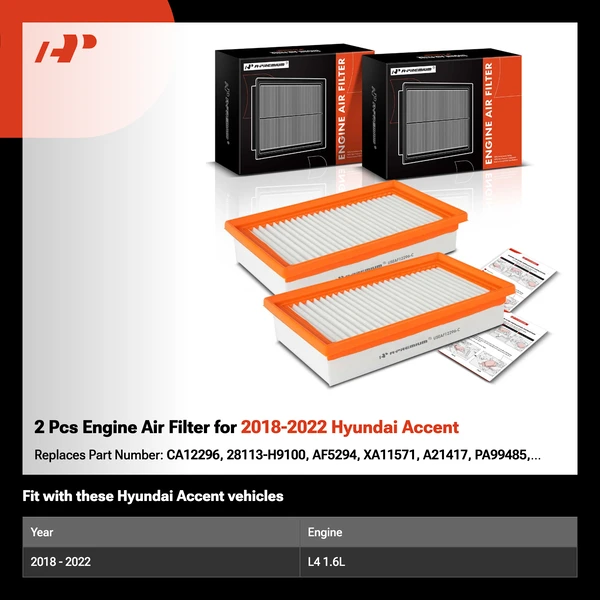 2 Pcs Engine Air Filter for 2018-2022 Hyundai Accent