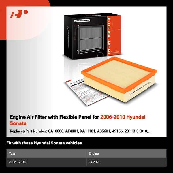 Engine Air Filter with Flexible Panel for 2006-2010 Hyundai Sonata