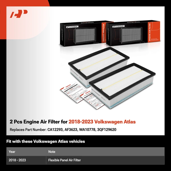 2 Pcs Engine Air Filter for 2018-2023 Volkswagen Atlas
