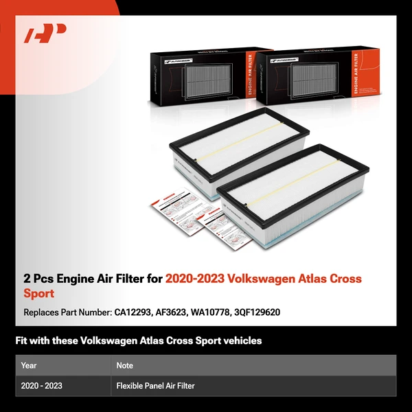 2 Pcs Engine Air Filter for 2020-2023 Volkswagen Atlas Cross Sport
