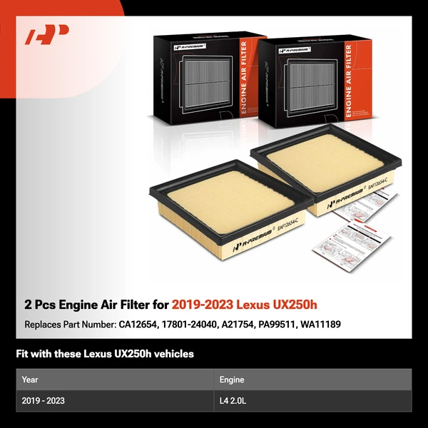 2 Pcs Engine Air Filter for 2019-2023 Lexus UX250h