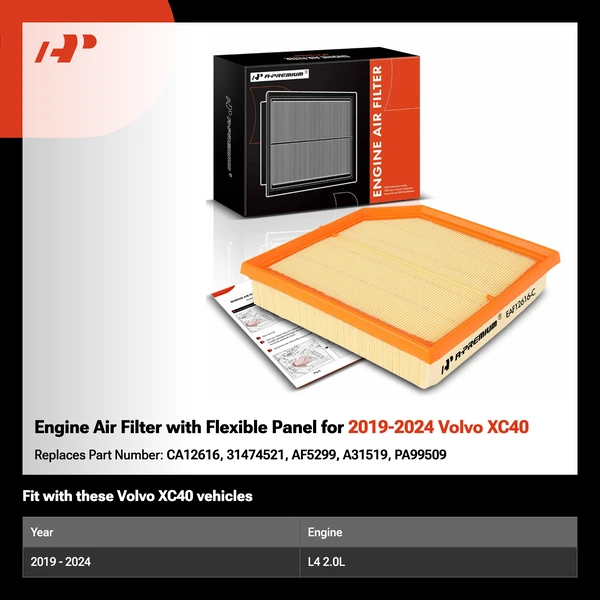 Engine Air Filter with Flexible Panel for 2019-2024 Volvo XC40
