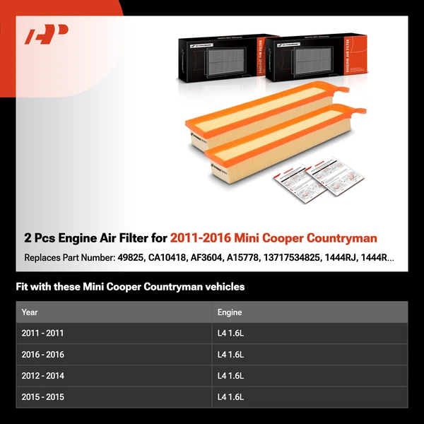 2 Pcs Engine Air Filter for 2011-2016 Mini Cooper Countryman