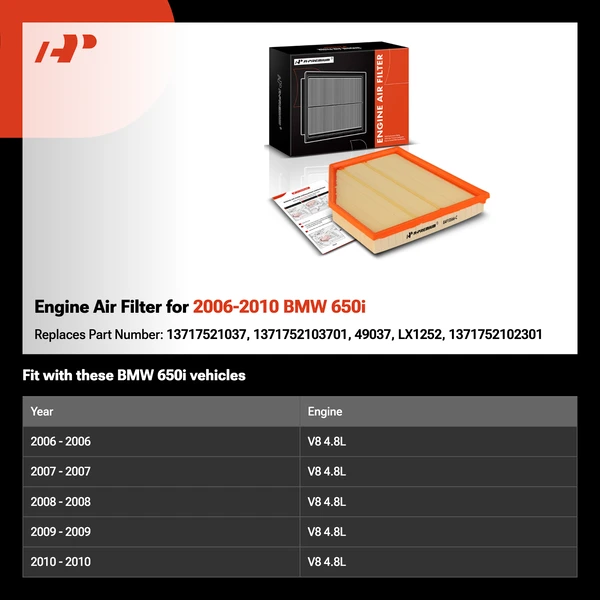 Engine Air Filter for 2006-2010 BMW 650i