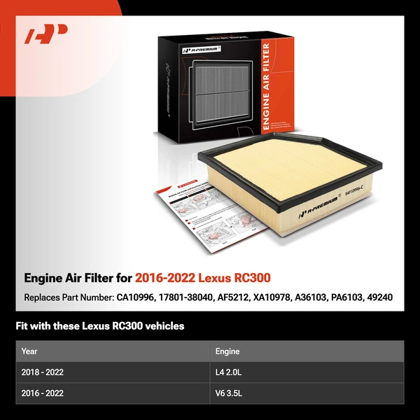 Engine Air Filter for 2016-2022 Lexus RC300