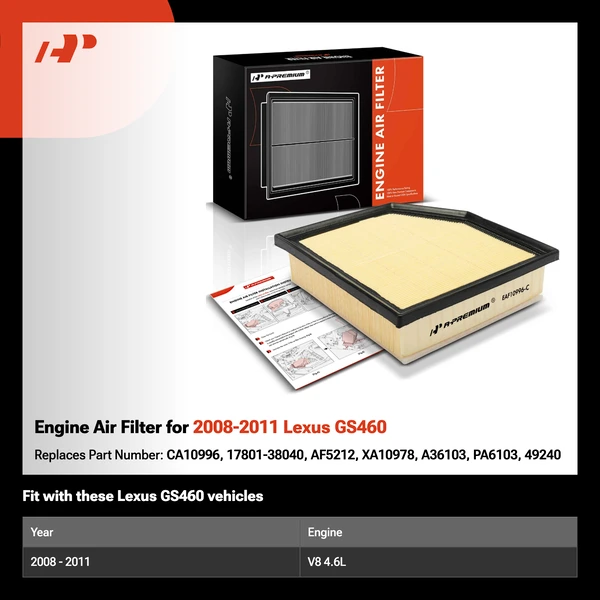 Engine Air Filter for 2008-2011 Lexus GS460