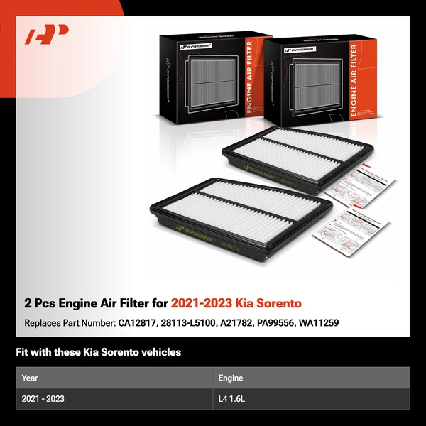 2 Pcs Engine Air Filter for 2021-2023 Kia Sorento