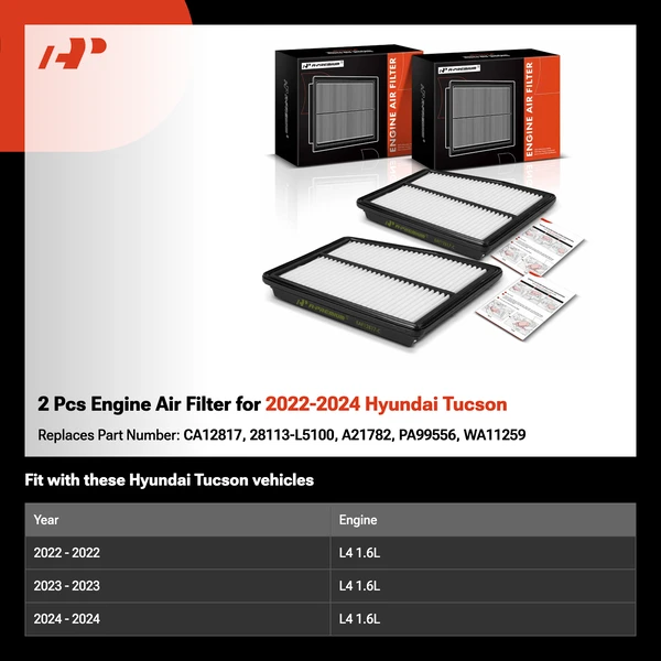 2 Pcs Engine Air Filter for 2022-2024 Hyundai Tucson